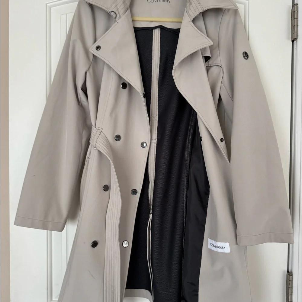 Calvin Klein Trench Coat with Belted Waist - Picture 5 of 7